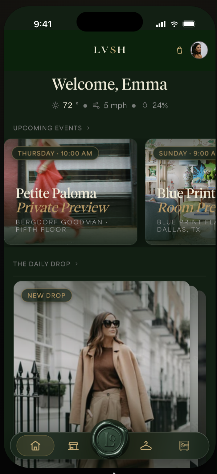 LVSH app. The Home screen