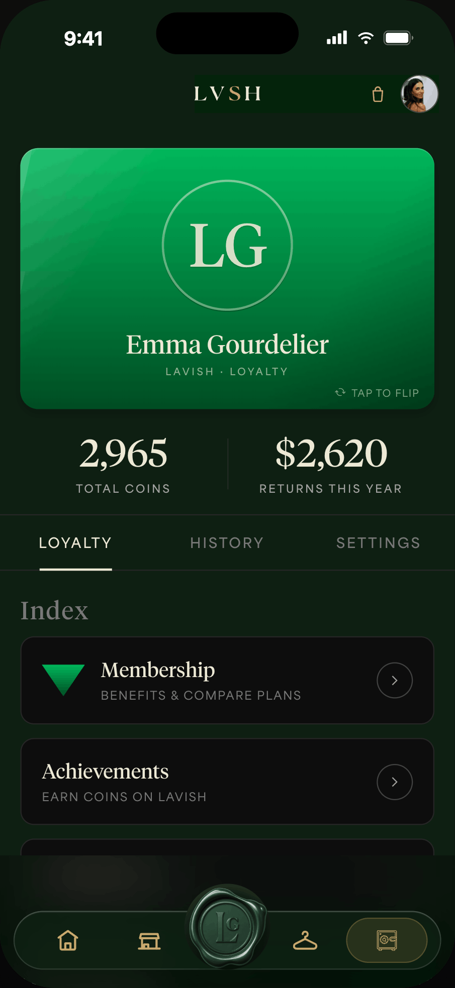 LVSH app. The Vault, loyalty