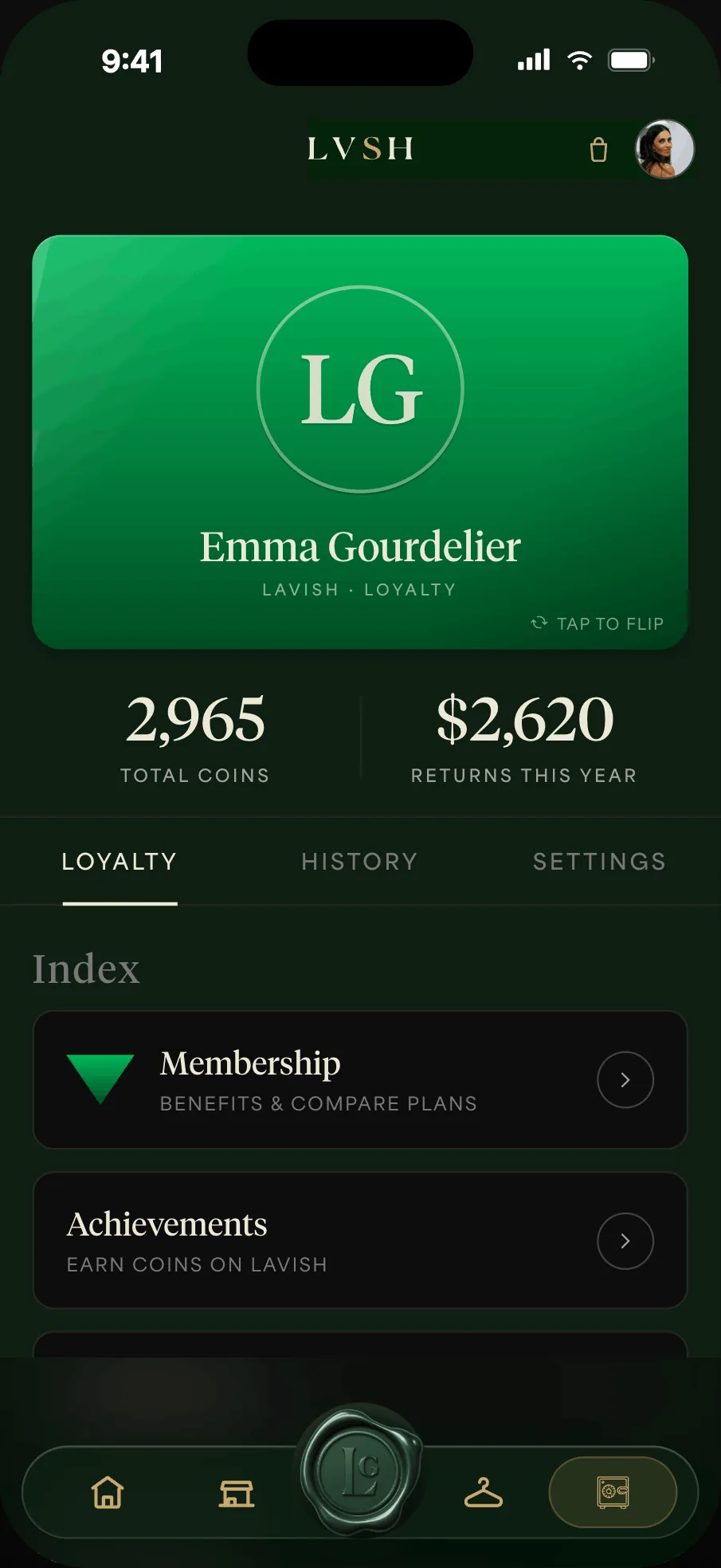 LVSH app. The Vault, loyalty